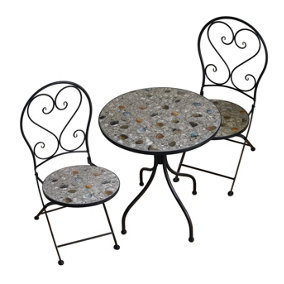 Outdoor Garden Furniture  New Pebble Mosaic Bistro Set