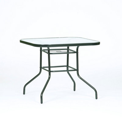 Outdoor Garden Furniture  Oasis 4 Seater Grey Outdoor Dining Set With Garden Parasol & Base
