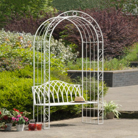 Outdoor Garden Furniture  Outdoor Gloucester 2 Seat White Cast Iron Garden Arbour Bench