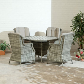 Outdoor Garden Furniture  Portofino Dining Outdoor Garden Collection 1.2m Grey Rattan With Polywood Table