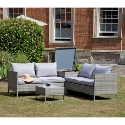 Outdoor Garden Furniture  Santa Clara Rattan 4 Seater Storage Table Garden Sofa Set - 3