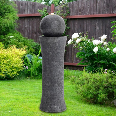 Outdoor Garden Modern Cylindrical Water Feature Fountain with Warm Light H 86 cm