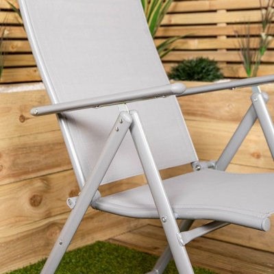 Outdoor Garden Patio Multi Position Reclining Folding Chair in Grey - 4