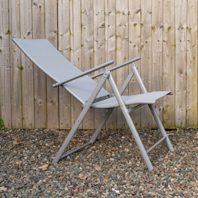 Outdoor Garden Patio Multi Position Reclining Folding Chair in Grey - 5
