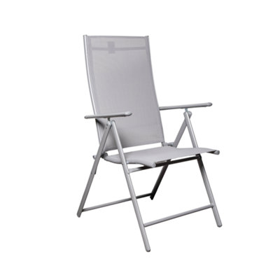Outdoor Garden Patio Multi Position Reclining Folding Chair in Grey - 7