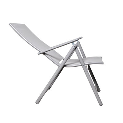 Outdoor Garden Patio Multi Position Reclining Folding Chair in Grey - 8