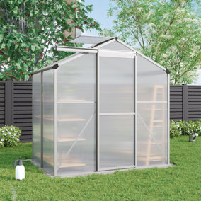 Outdoor Garden Plants Grow House with Aluminium Frame Large Walk-In Green House with Door and Window 6 x 4 ft