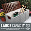 Outdoor Garden Plastic Storage Box Seat Utility Chest Shed Multi Purpose Handles & Wheels Brown Lid