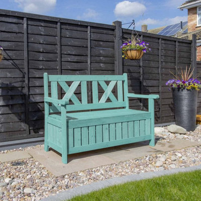 Image of Decorative garden storage bench