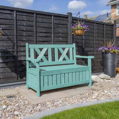 Outdoor Garden Storage Bench Green DIY at B Q