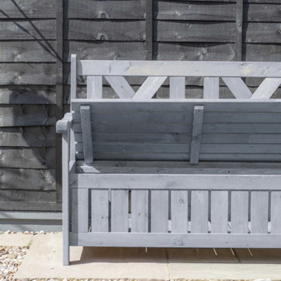 Outdoor Garden Storage Bench - Grey