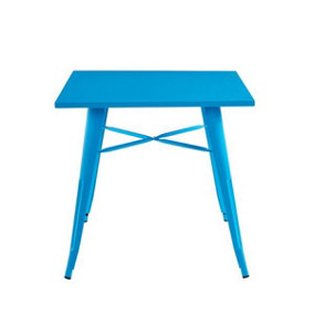 Outdoor Garden Table - Metal - L80 x W80 x H76 cm - Blue
