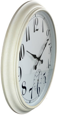 Outdoor Garden Wall Clock with Thermometer Big Time White 90cm - 3