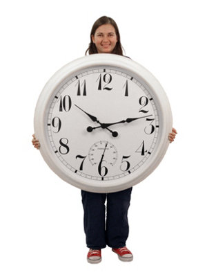 Outdoor Garden Wall Clock with Thermometer Big Time White 90cm - 5