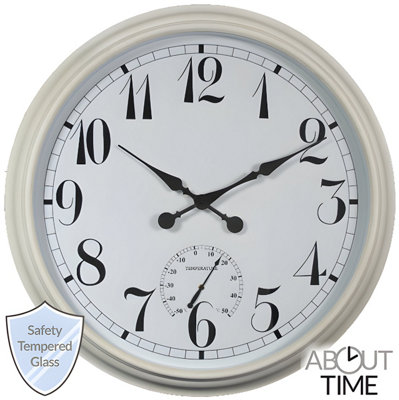 Outdoor Garden Wall Clock with Thermometer Big Time White 90cm - 6