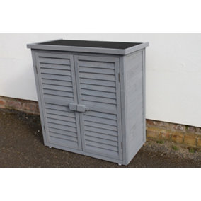 Outdoor Garden Wooden Storage Cabinet or Tool Shed In Grey