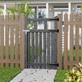 Outdoor Grey Garden Wooden Gate Pedestrian Gate Pine Wooden Fence Door 76x120cm