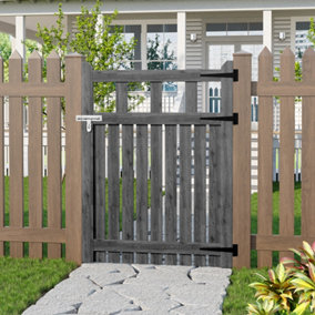 Outdoor Grey Garden Wooden Gate Pedestrian Gate Pine Wooden Fence Door 90x120cm