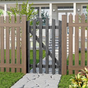 Outdoor Grey Wooden Garden Gate Fence Patio Gate Yard Entrance Way Door Security Barrier 120cm