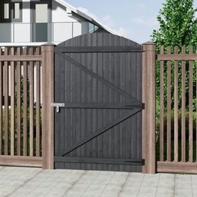 Outdoor Grey Yard Entrance Way Garden Gate Patio Locable Door Gate Fence Security Barrier Pine Wood