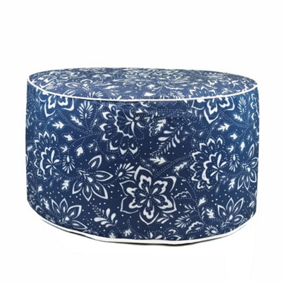 Outdoor Hampton Pouf Ottoman - Hampton Blue