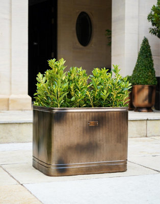 Outdoor Hampton Rectangular Copper Metal Planter H38Cm W50Cm