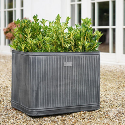 Outdoor Hampton Rectangular Galvanised Metal Planter H38Cm W50Cm