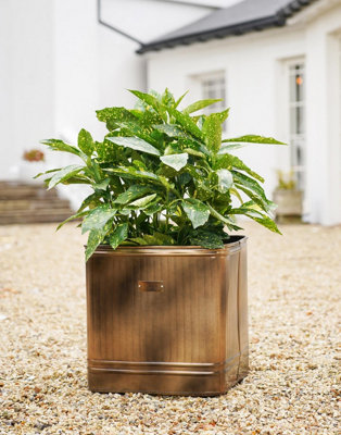 Outdoor Hampton Square Copper Metal Planter H35Cm W34Cm