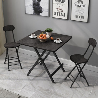 Outdoor Heavy Duty Square Black Wooden Folding Table with Metal Leg 700 x 700 mm