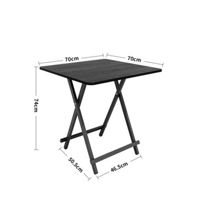 Outdoor Heavy Duty Square Black Wooden Folding Table with Metal Leg 700 x 700 mm