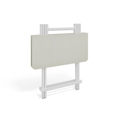 Outdoor Heavy Duty Square White Wooden Tabletop Folding Table with Metal Leg 70X70CM