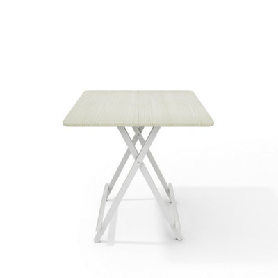Outdoor Heavy Duty Square White Wooden Tabletop Folding Table with Metal Leg 70X70CM