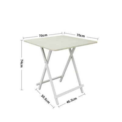 Outdoor Heavy Duty Square White Wooden Tabletop Folding Table with Metal Leg 70X70CM