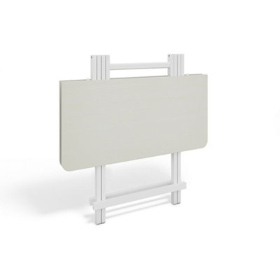 Outdoor Heavy Duty Square White Wooden Tabletop Folding Table with Metal Leg 800 x 800 mm