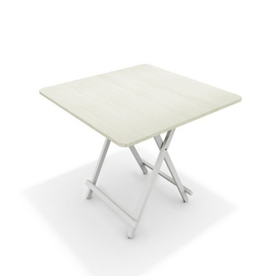Outdoor Heavy Duty Square White Wooden Tabletop Folding Table with Metal Leg 800 x 800 mm