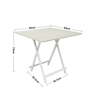 Outdoor Heavy Duty Square White Wooden Tabletop Folding Table with Metal Leg 800 x 800 mm
