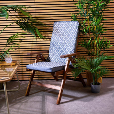 Outdoor High Back Seat Cushion Grey Geometric