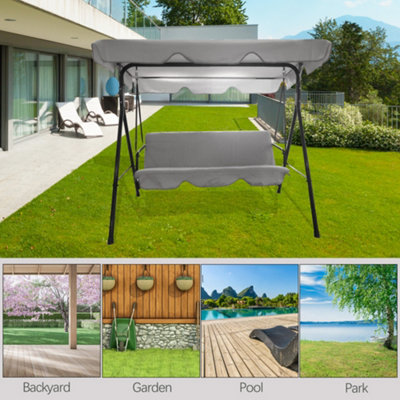 HORTUS 3 SEATER GARDEN SWING CHAIR METAL OUTDOOR PATIO HAMMOCK