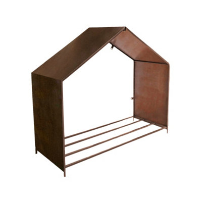 Outdoor House Rust Log Storage H88cm D100cm