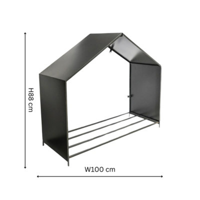 Outdoor House Zinc Log Storage H88cm D100cm