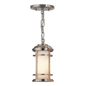 Outdoor IP44 1 Bulb Chain Lantern Brushed Steel LED E27 60W