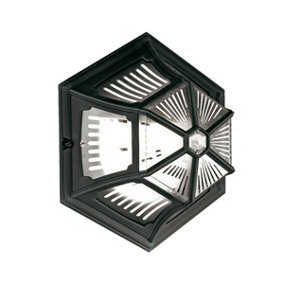 Outdoor IP44 1 Bulb Flush Light Low Ceiling Black LED E27 100W