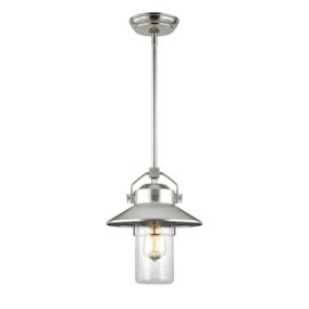 Outdoor IP44 1 Bulb Outdoor Ceiling Pendant Light Painted Brushed Steel LED E27
