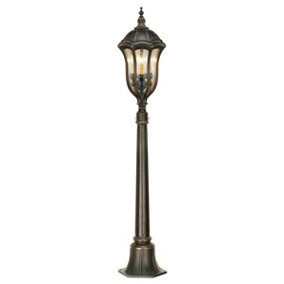 Outdoor IP44 3 Bulb Bollard Lamp Post Style Walnut LED E14 60W