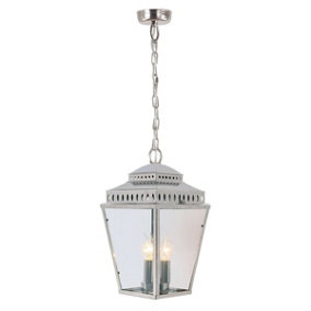 Outdoor IP44 3 Bulb Chain Lantern Highly Polished Nickel LED E14 60W