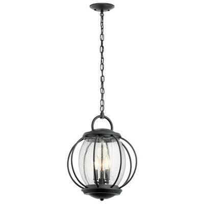 Outdoor IP44 3 Bulb Chain Lantern Light Textured Black LED E14 60W