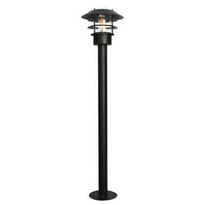 Outdoor IP44 Bollard Light Black LED E27 60W Bulb Outside External Exterior