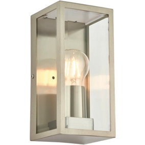 Outdoor IP44 Wall Box Light - Dimmable 28W E27 Eco GLS - Stainless Steel
