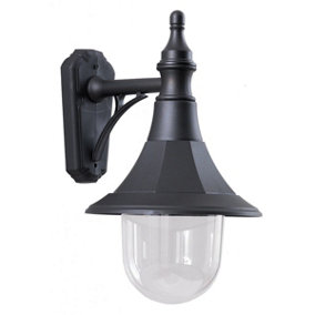 Outdoor IP44 Wall Light Black Polycarbonate LED E27 100W