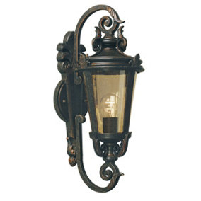 Outdoor IP44 Wall Light Old Carriage Style Steel Weathered Bronze LED E27 100W